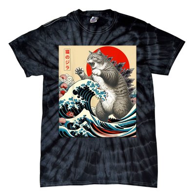 Catzilla Cat Japanese Art Funny Cat Tie-Dye T-Shirt