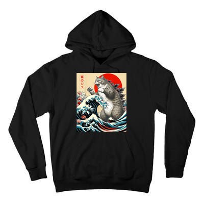 Catzilla Cat Japanese Art Funny Cat Tall Hoodie