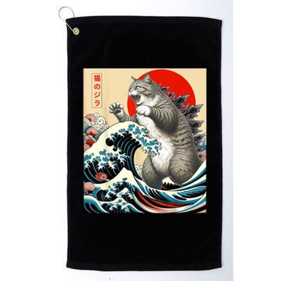 Catzilla Cat Japanese Art Funny Cat Platinum Collection Golf Towel