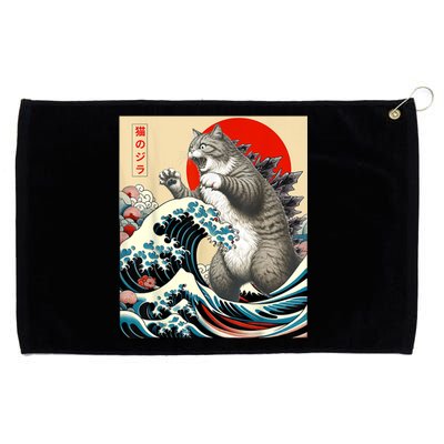 Catzilla Cat Japanese Art Funny Cat Grommeted Golf Towel