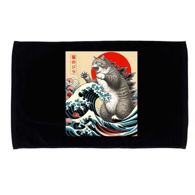 Catzilla Cat Japanese Art Funny Cat Microfiber Hand Towel