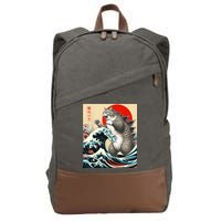 Catzilla Cat Japanese Art Funny Cat Cotton Canvas Backpack
