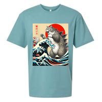 Catzilla Cat Japanese Art Funny Cat Sueded Cloud Jersey T-Shirt