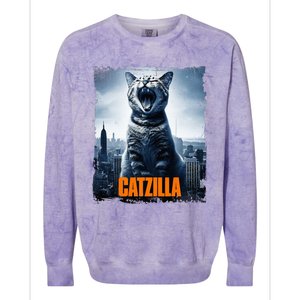 Catzilla Cat Japanese Art Funny Cat Colorblast Crewneck Sweatshirt