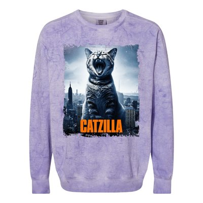 Catzilla Cat Japanese Art Funny Cat Colorblast Crewneck Sweatshirt