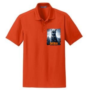 Catzilla Cat Japanese Art Funny Cat Dry Zone Grid Polo