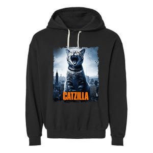 Catzilla Cat Japanese Art Funny Cat Garment-Dyed Fleece Hoodie