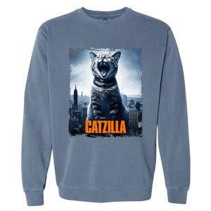 Catzilla Cat Japanese Art Funny Cat Garment-Dyed Sweatshirt