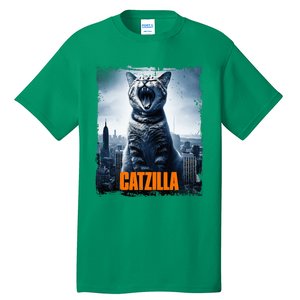 Catzilla Cat Japanese Art Funny Cat Tall T-Shirt