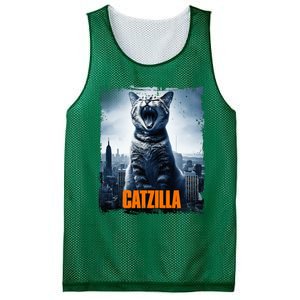 Catzilla Cat Japanese Art Funny Cat Mesh Reversible Basketball Jersey Tank