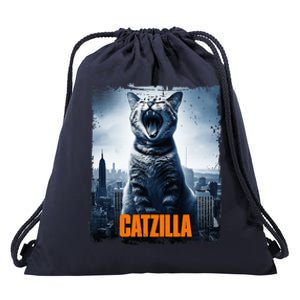 Catzilla Cat Japanese Art Funny Cat Drawstring Bag