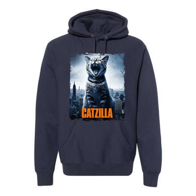 Catzilla Cat Japanese Art Funny Cat Premium Hoodie