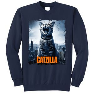 Catzilla Cat Japanese Art Funny Cat Tall Sweatshirt