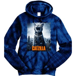 Catzilla Cat Japanese Art Funny Cat Tie Dye Hoodie