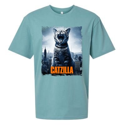 Catzilla Cat Japanese Art Funny Cat Sueded Cloud Jersey T-Shirt