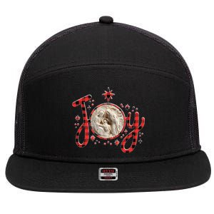 Christian Christmas Joy Jesus Nativity Scene Faith Family 7 Panel Mesh Trucker Snapback Hat