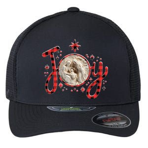 Christian Christmas Joy Jesus Nativity Scene Faith Family Flexfit Unipanel Trucker Cap