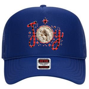 Christian Christmas Joy Jesus Nativity Scene Faith Family High Crown Mesh Back Trucker Hat