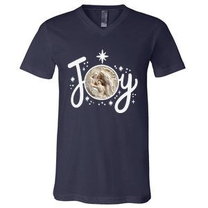 Christian Christmas Joy Jesus Nativity Scene Faith Family V-Neck T-Shirt