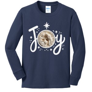 Christian Christmas Joy Jesus Nativity Scene Faith Family Kids Long Sleeve Shirt