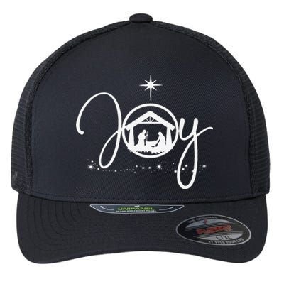 Christian Christmas Joy Jesus Nativity Scene Faith Gift Flexfit Unipanel Trucker Cap