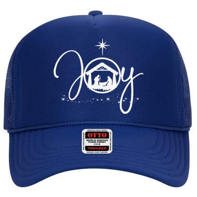 Christian Christmas Joy Jesus Nativity Scene Faith Gift High Crown Mesh Back Trucker Hat