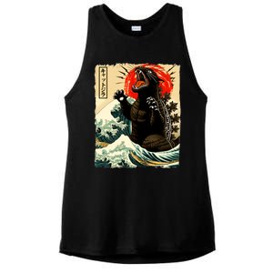 Catzilla Cat Japanese Art Funny Cat Ladies PosiCharge Tri-Blend Wicking Tank