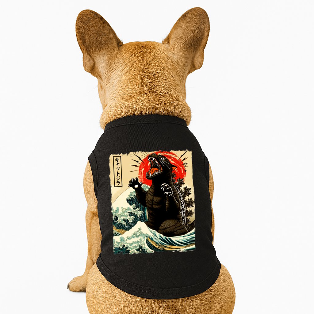 Catzilla Cat Japanese Art Funny Cat Doggie Tank