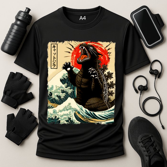 Catzilla Cat Japanese Art Funny Cat Performance Shirt