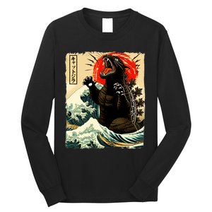 Catzilla Cat Japanese Art Funny Cat Long Sleeve Shirt