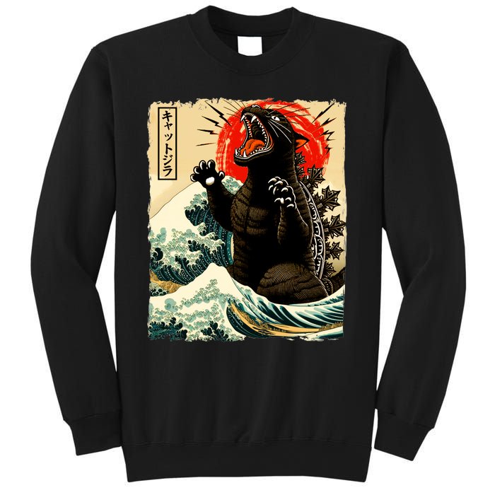 Catzilla Cat Japanese Art Funny Cat Sweatshirt