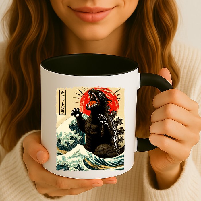 Catzilla Cat Japanese Art Funny Cat Mug