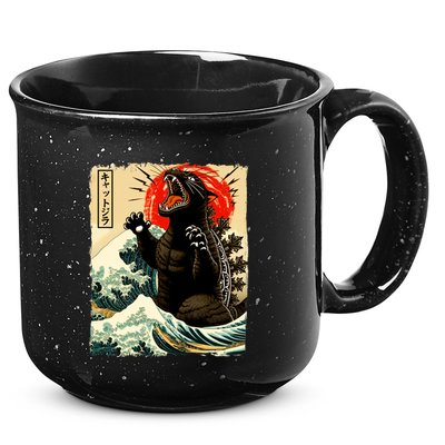 Catzilla Cat Japanese Art Funny Cat 15oz Campfire Ceramic Mug