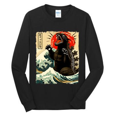 Catzilla Cat Japanese Art Funny Cat Tall Long Sleeve T-Shirt