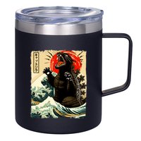 Catzilla Cat Japanese Art Funny Cat 12oz Stainless Steel Coffee Mug