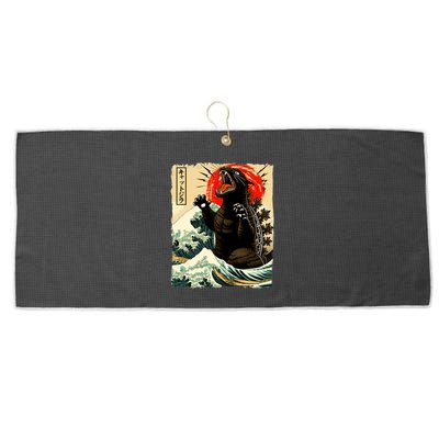 Catzilla Cat Japanese Art Funny Cat Large Microfiber Waffle Golf Towel