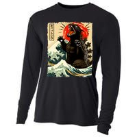 Catzilla Cat Japanese Art Funny Cat Cooling Performance Long Sleeve Crew