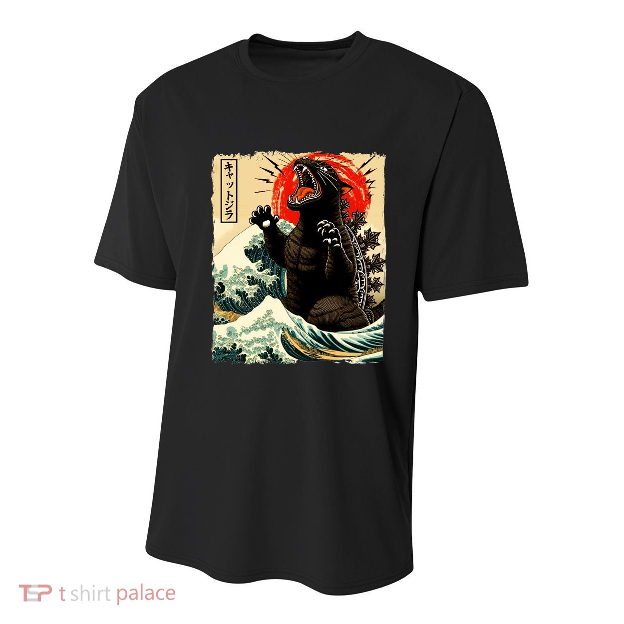 Catzilla Cat Japanese Art Funny Cat Youth Performance Sprint T-Shirt