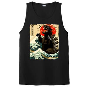 Catzilla Cat Japanese Art Funny Cat PosiCharge Competitor Tank