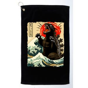 Catzilla Cat Japanese Art Funny Cat Platinum Collection Golf Towel