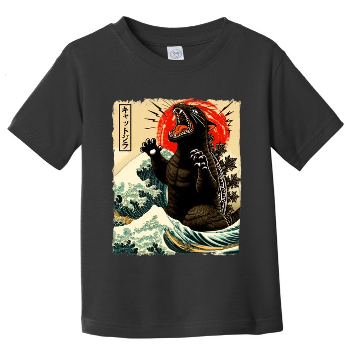 Catzilla Cat Japanese Art Funny Cat Toddler T-Shirt
