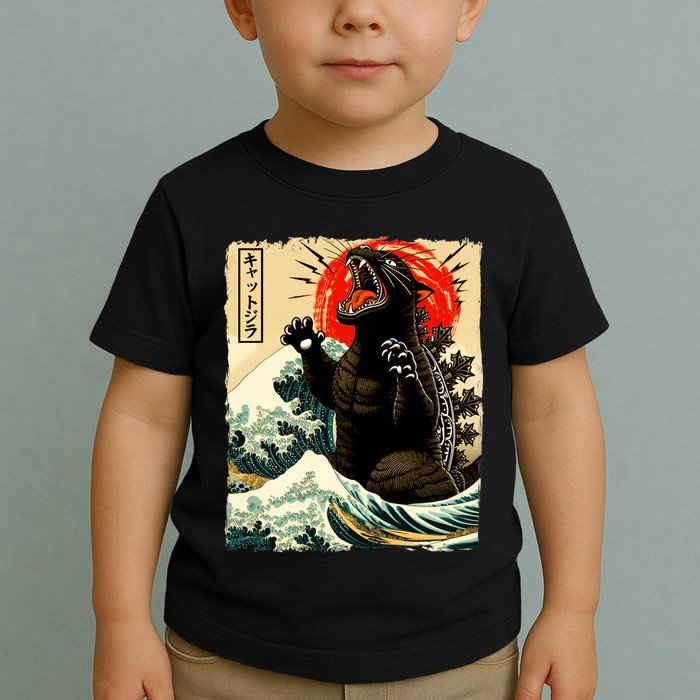 Catzilla Cat Japanese Art Funny Cat Toddler T-Shirt