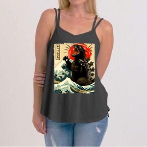 Catzilla Cat Japanese Art Funny Cat Women's Strappy Tank