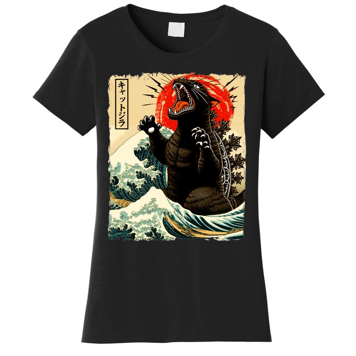 Catzilla Cat Japanese Art Funny Cat Women's T-Shirt