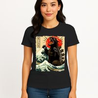 Catzilla Cat Japanese Art Funny Cat Womens T-Shirt