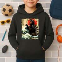Catzilla Cat Japanese Art Funny Cat Kids Hoodie