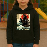 Catzilla Cat Japanese Art Funny Cat Kids Hoodie