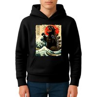 Catzilla Cat Japanese Art Funny Cat Kids Hoodie