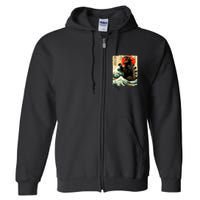 Catzilla Cat Japanese Art Funny Cat Full Zip Hoodie