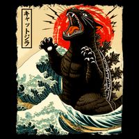 Catzilla Cat Japanese Art Funny Cat Full Zip Hoodie